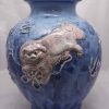 Japanese pottery vase lion dog