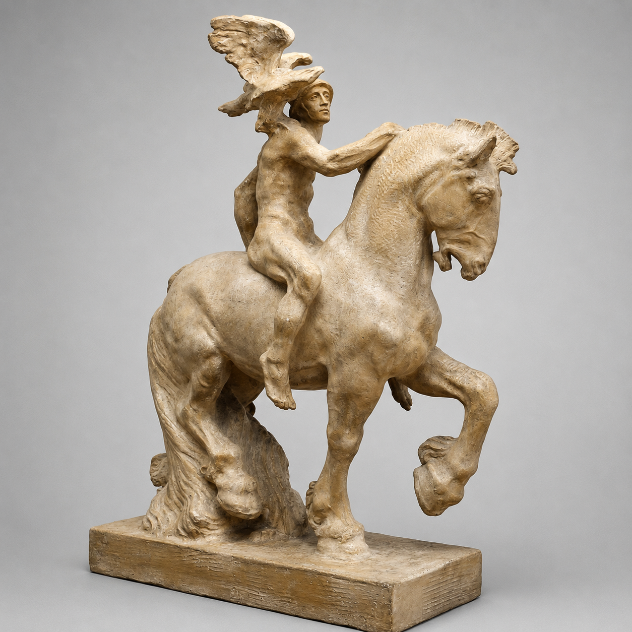 Plaster Saloun Maquette of a Horse and Rider