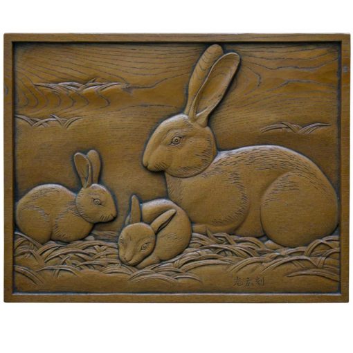 carved zodiac panels rabbit
