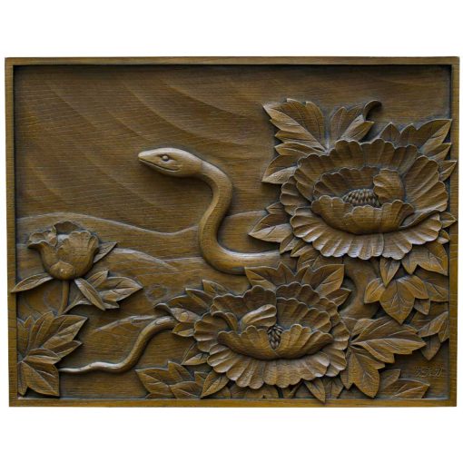 carved zodiac panels snake
