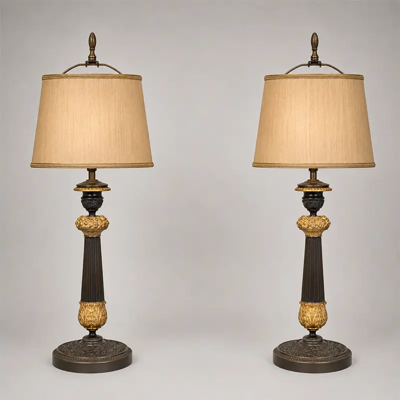 Pair of Bronze and Bronze Doré Table Lamps
