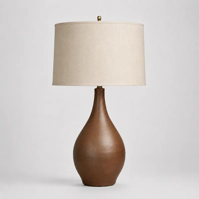 Mid-Century Bostlund-Style Brown Ceramic Table Lamp