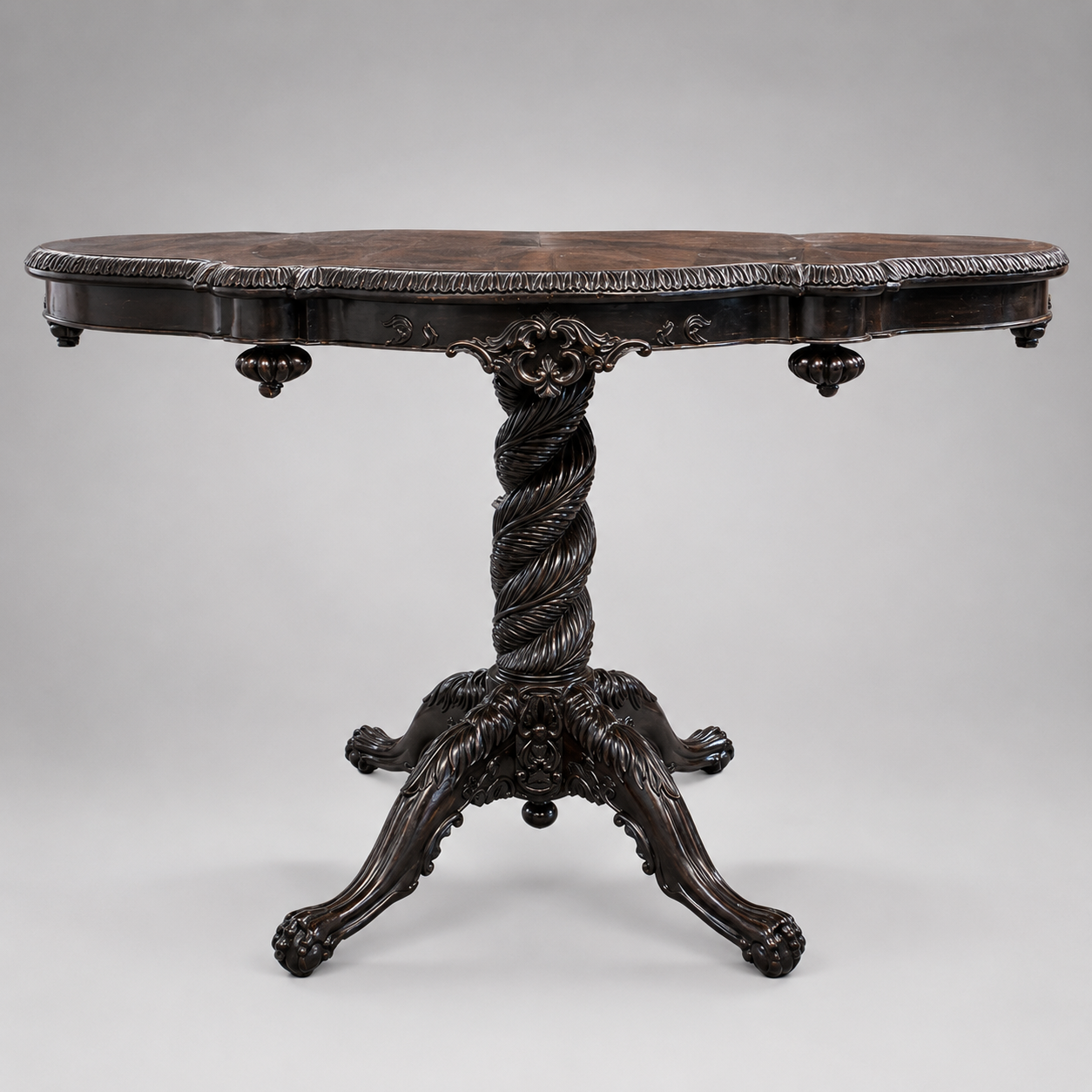 19th Century Anglo-Indian Ebony and Coromandel Pedestal Table