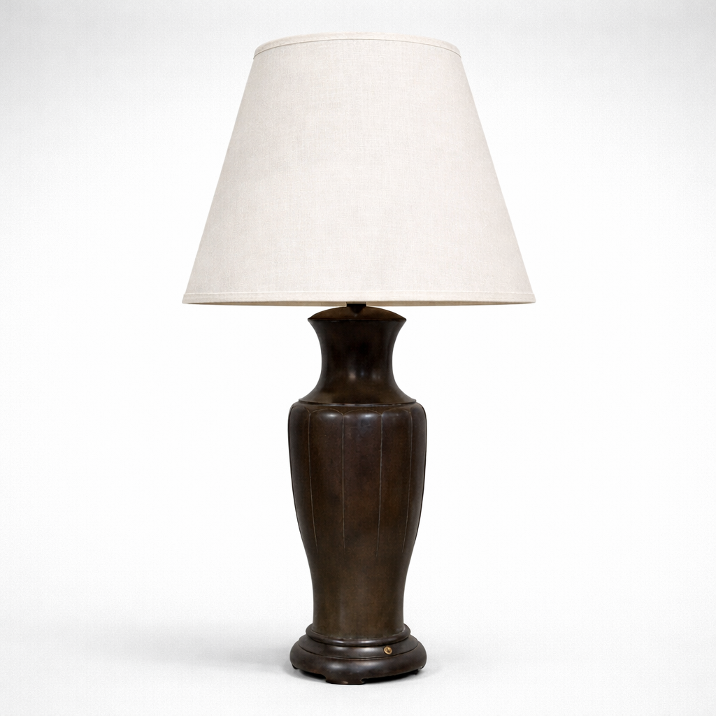 Japanese Bronze Table Lamp with Sculptural Form
