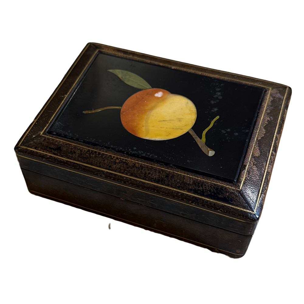 Italian Pietra Dura Peach Inlaid Box