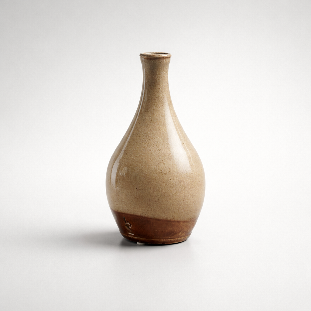 Japanese Studio Pottery Bottle Vase with Two-Tone Glaze