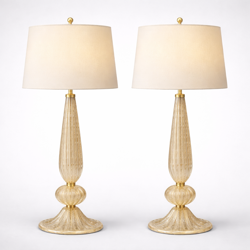 Pair of Murano Glass Table Lamps