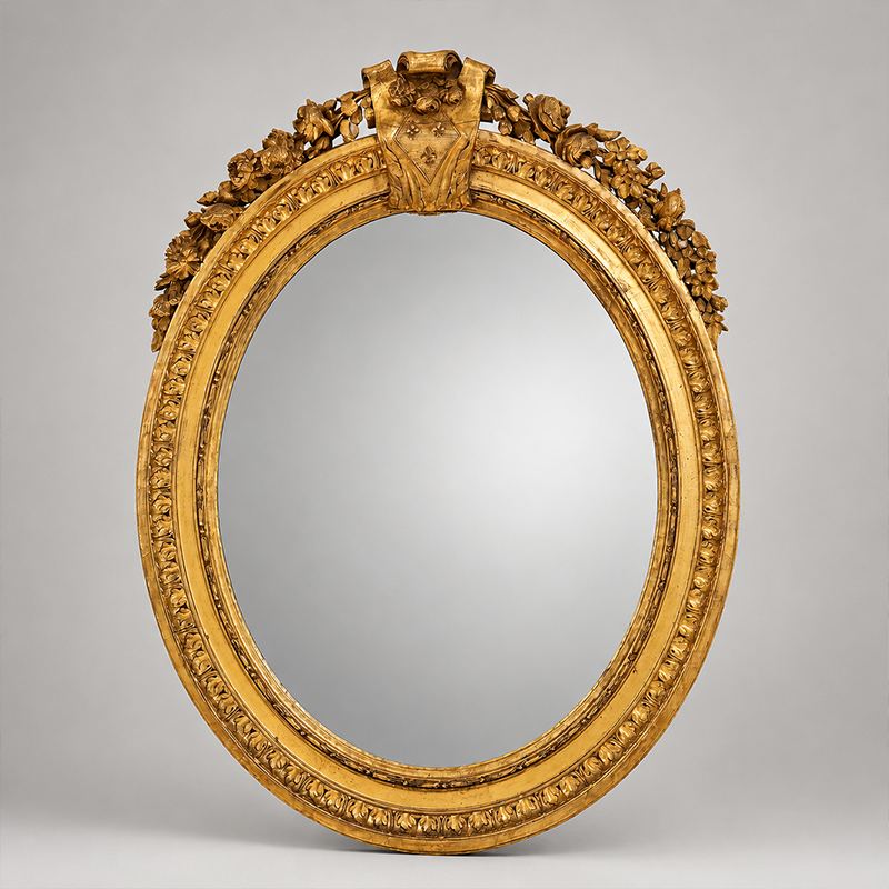 Napoleon III Carved Giltwood Oval Mirror
