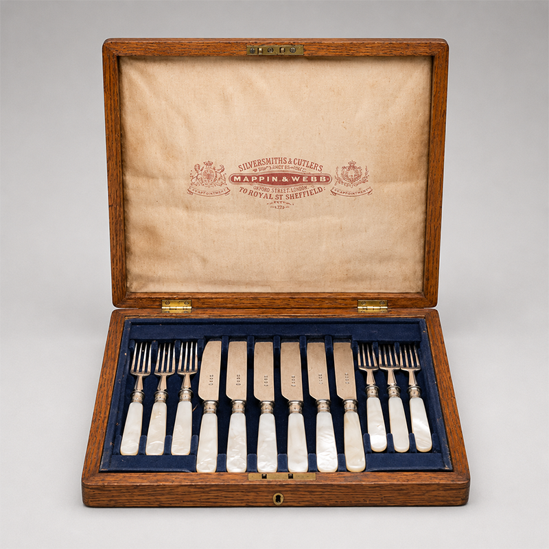 Cased Mappin adn Webb Mother-of-Pearl Fruit Service