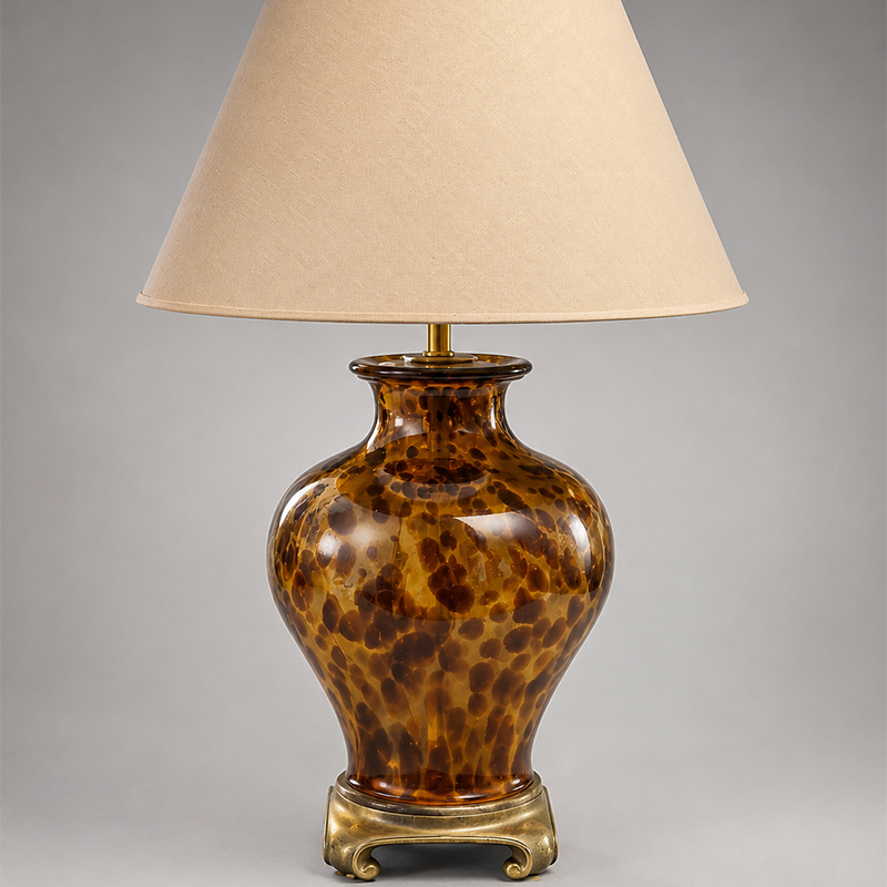 Vintage Faux Tortoiseshell Glass Lamp