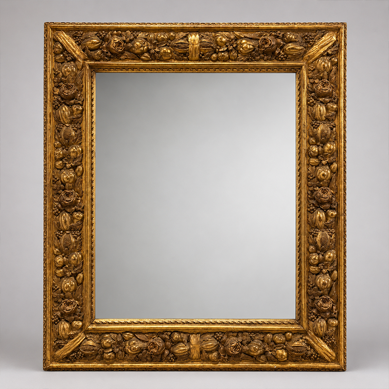 19th-century Italian Carved Giltwood-and-Gesso Mirror