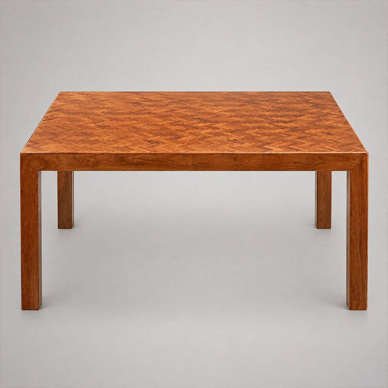 Vintage Chevron-Top Parsons Table, Late 20th Century