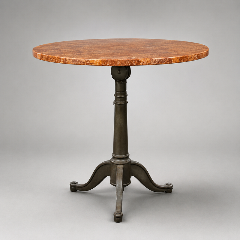 Industrial Iron Base and Marble Top Table