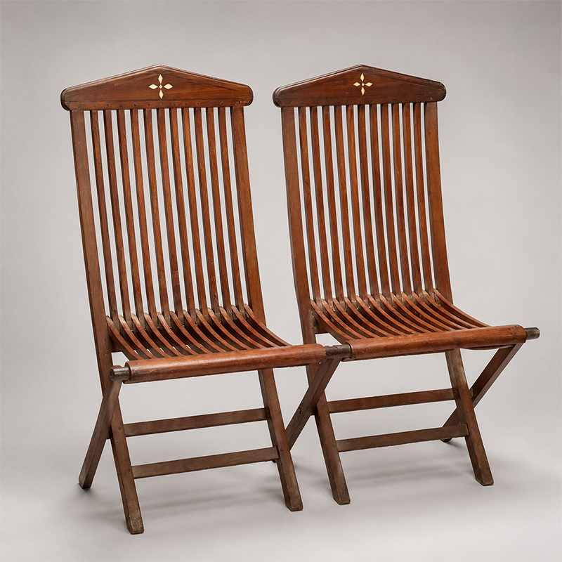 Pair of British Colonial Folding Chairs