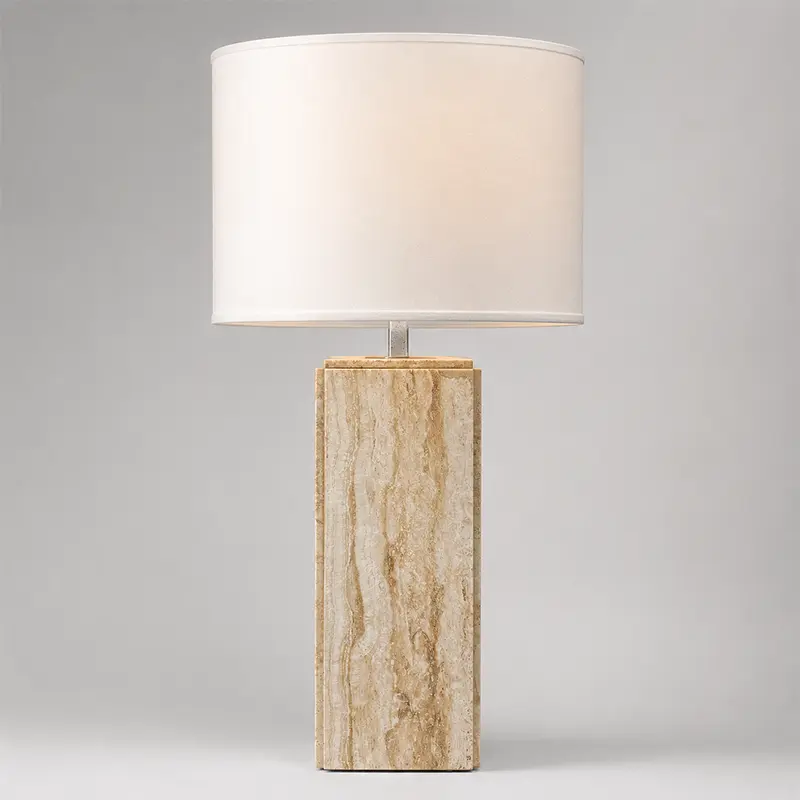 Italian Modernist Travertine Table Lamp