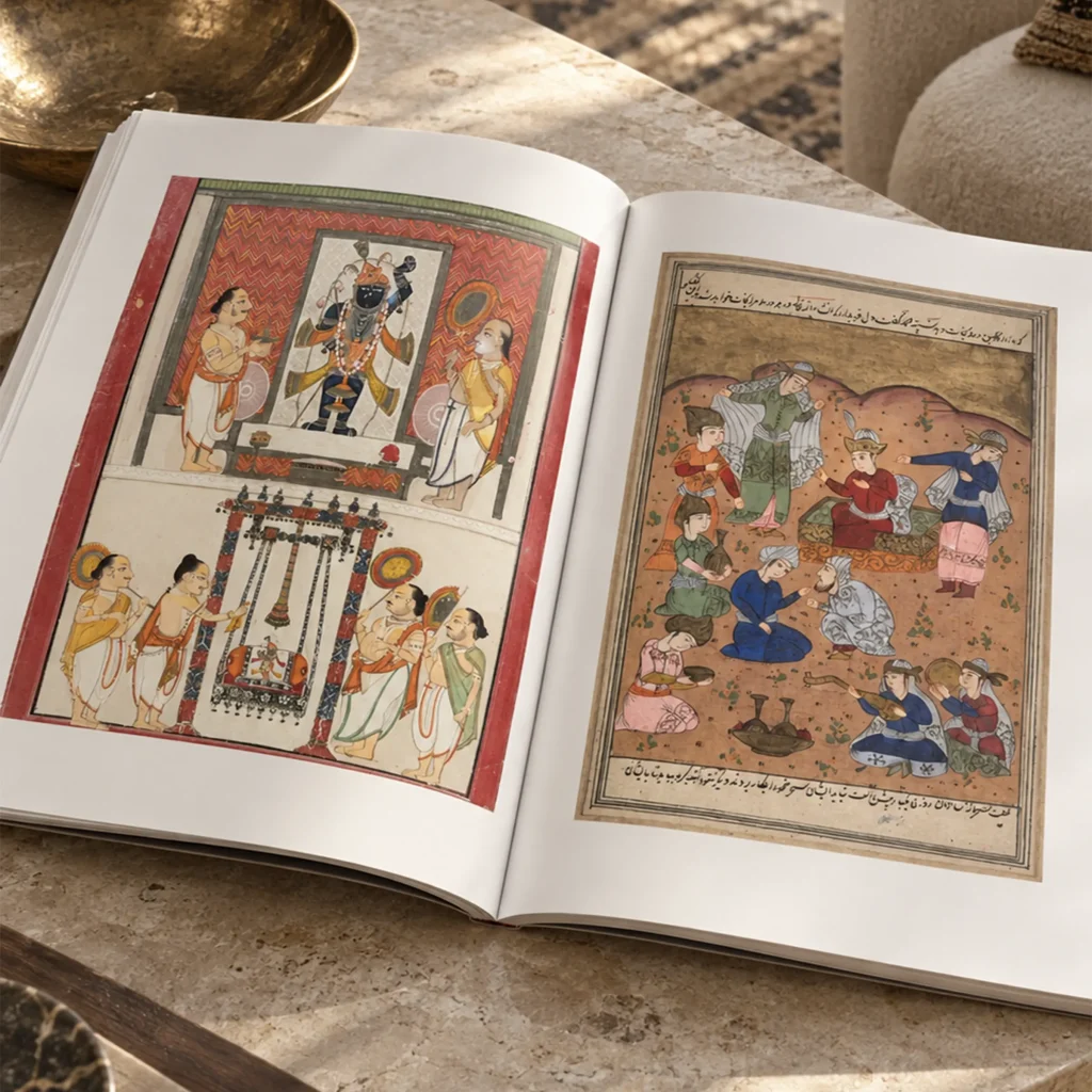 Indian miniature and Persian manuscript